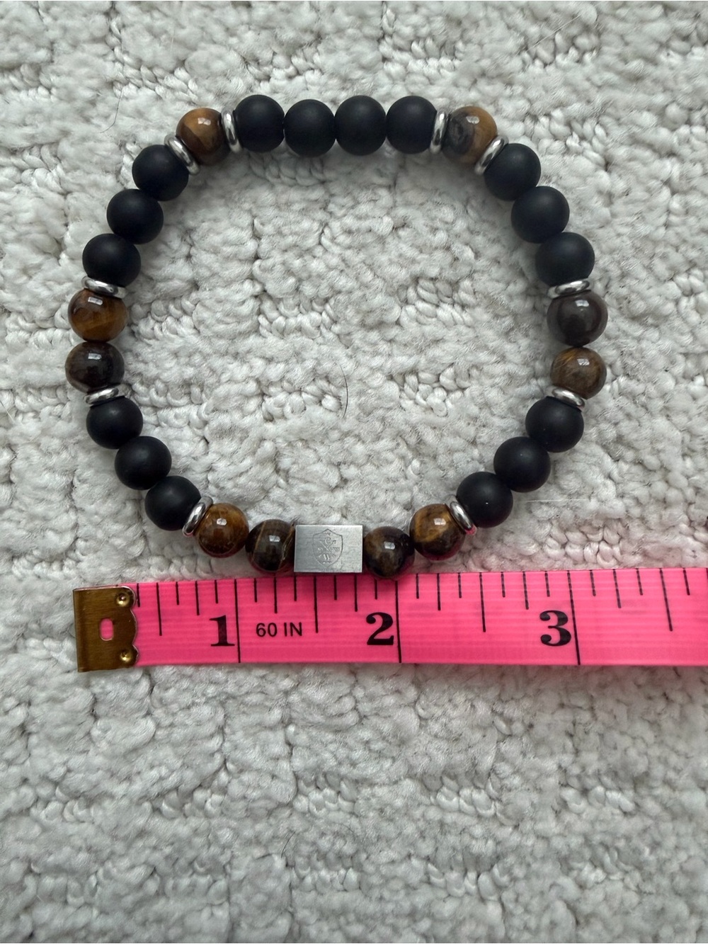 Men's Black & Brown Beaded Bracelet - Picture 4 of 4